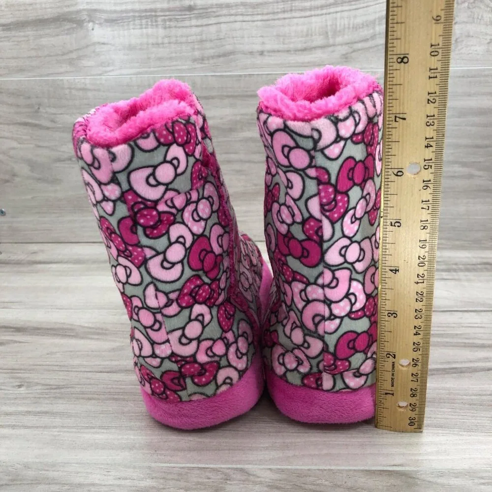 Hello Kitty Sanrio Boot Slippers Kids 2/3 Pink Fabric